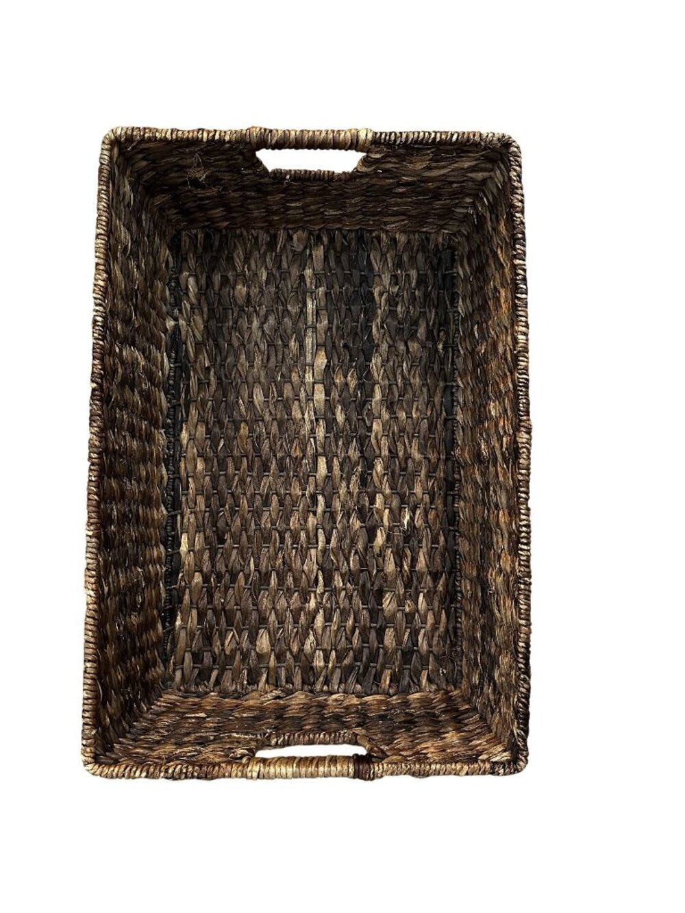Pottery Barn Havana Basket Brown Woven Hyacinth Rectangular 23" x 15" x 6"